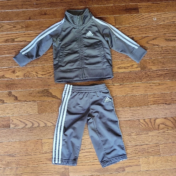 adidas Other - Baby Adidas Charcoal Tracksuit with White Stripes